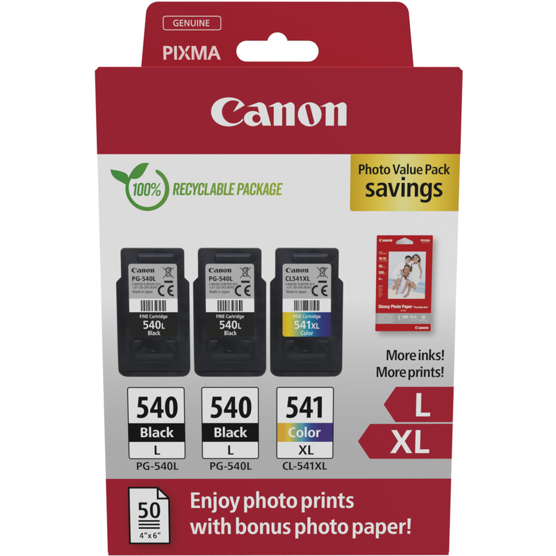 Canon  PG-540 L x2/CL-541 XL Tintenpatronen Combo Value Pack, farbig, schwarz