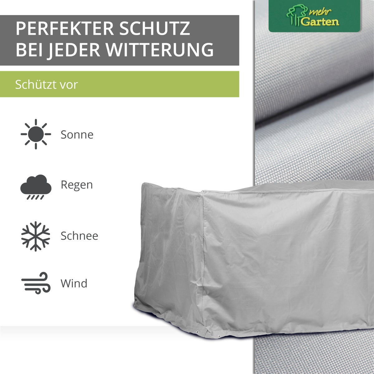 More Garden - Premium PROTECT rechthoekige zitgroephoes, 200(B) x 160(D) x 94(H) cm | Waterdichte, uv-bestendige, ademende en robuuste stoffen tuinmeubelhoes | Taupe/lichtgrijs