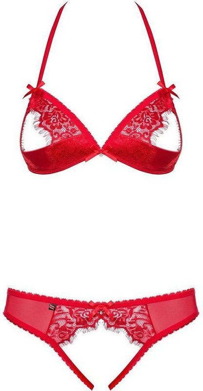 Obsessive - Erotische Lingerieset - Rood - Open Cups en Open Kruis String