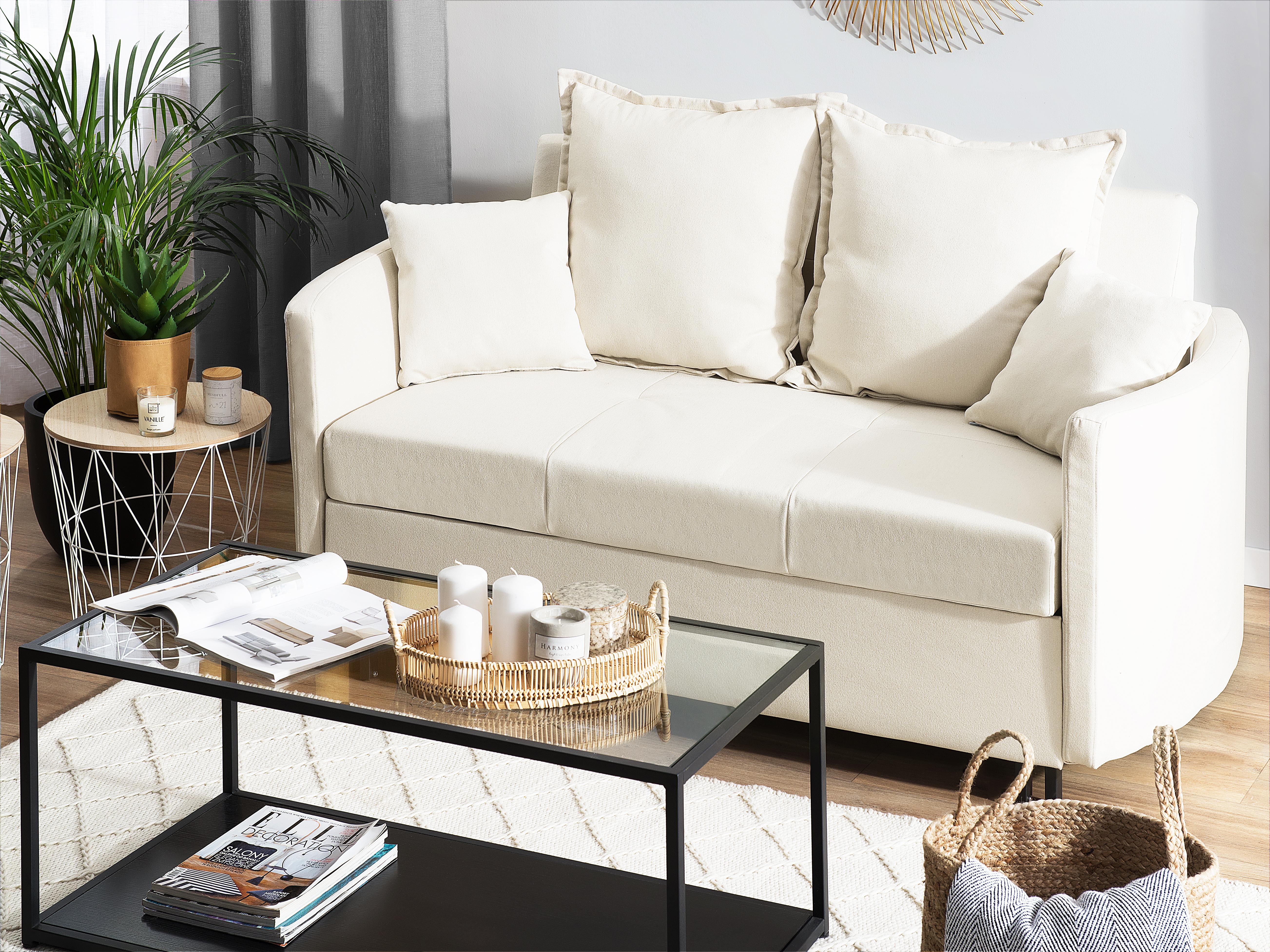 Slaapbank 2-zits HOVIN Stof Lichtbeige