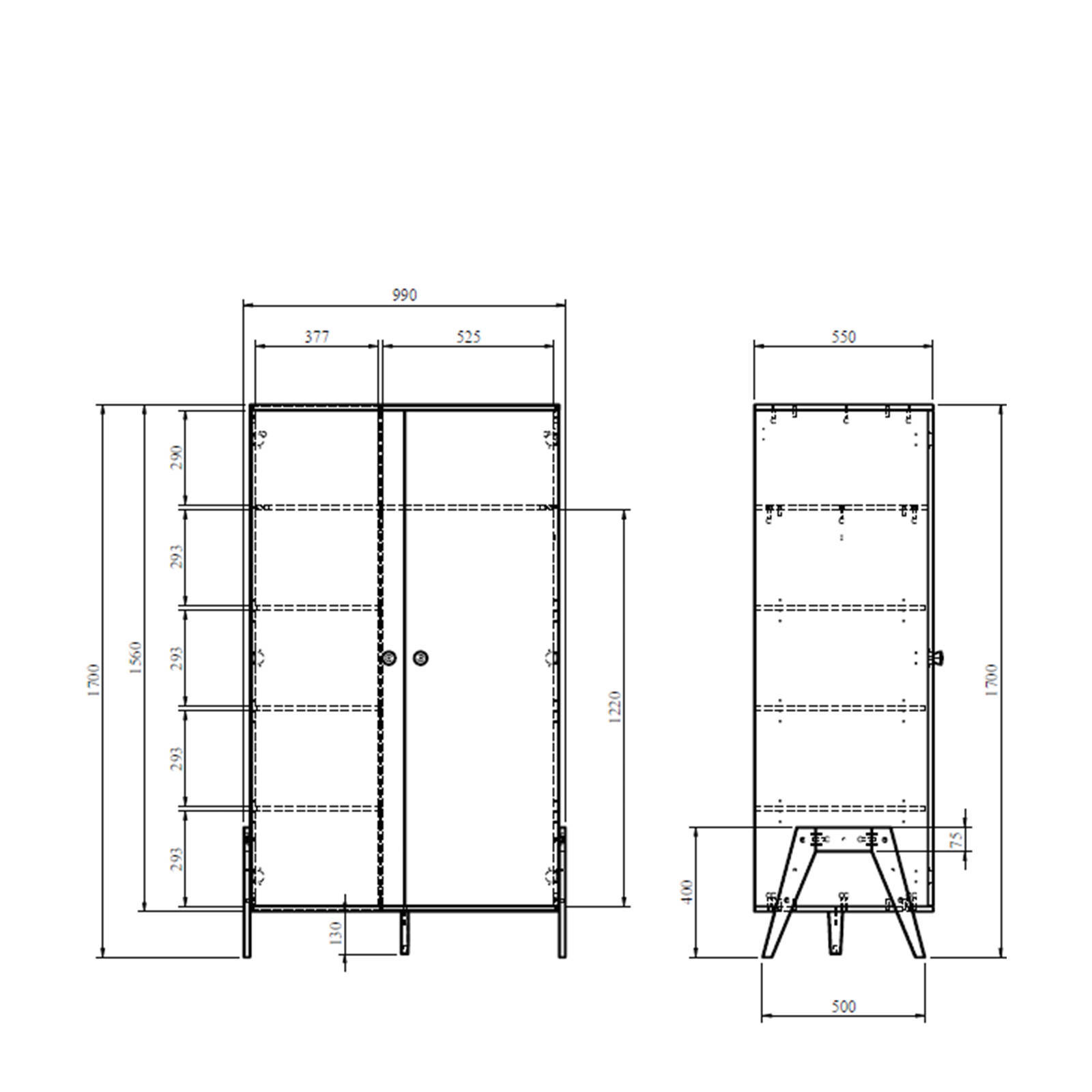 NOUS Living 2-deurs kledingkast Quinn