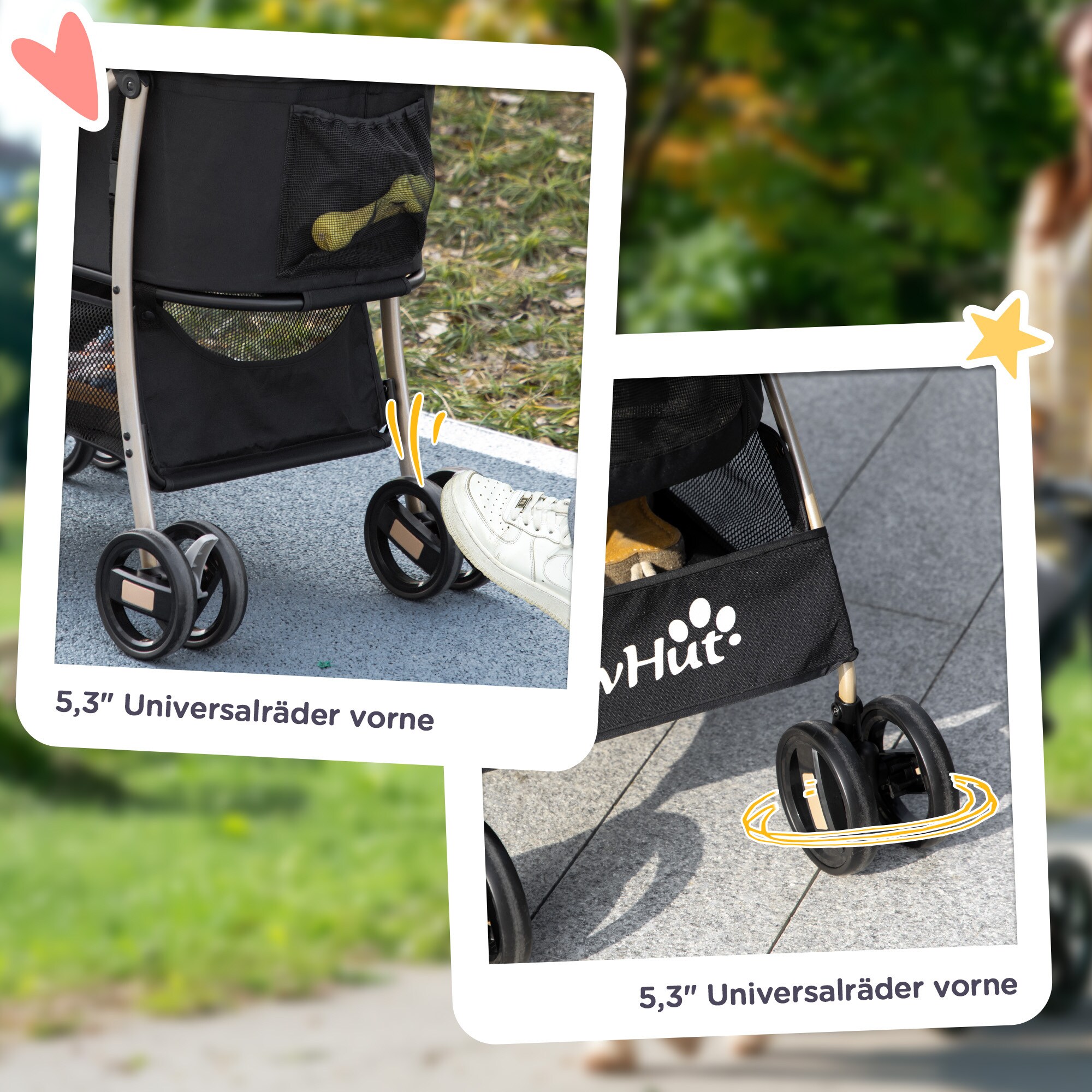 PawHut Hundebuggy auch mit Tragetaschenfunktion schwarz 82L x 49,5B x 98H cm