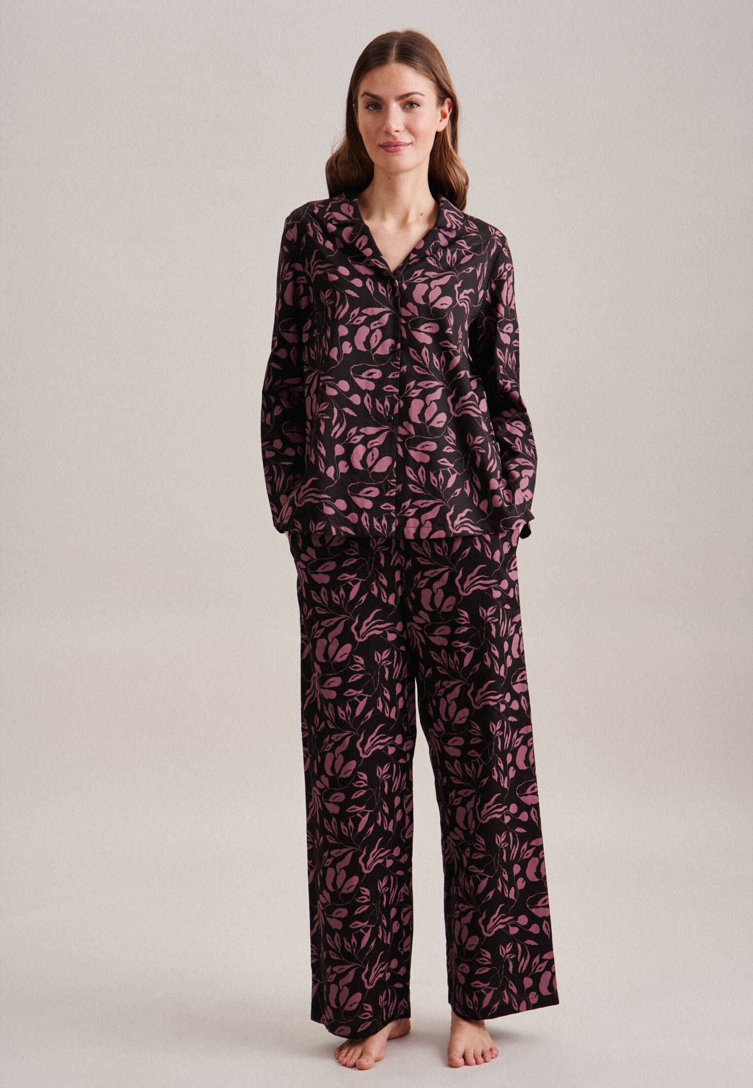 Seidensticker| Damen Pyjama Schwarze Rose