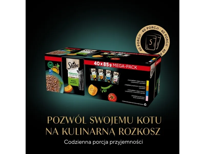 SHEBA Nature's mix smagsvarianter i sauce katteposer40x85g
