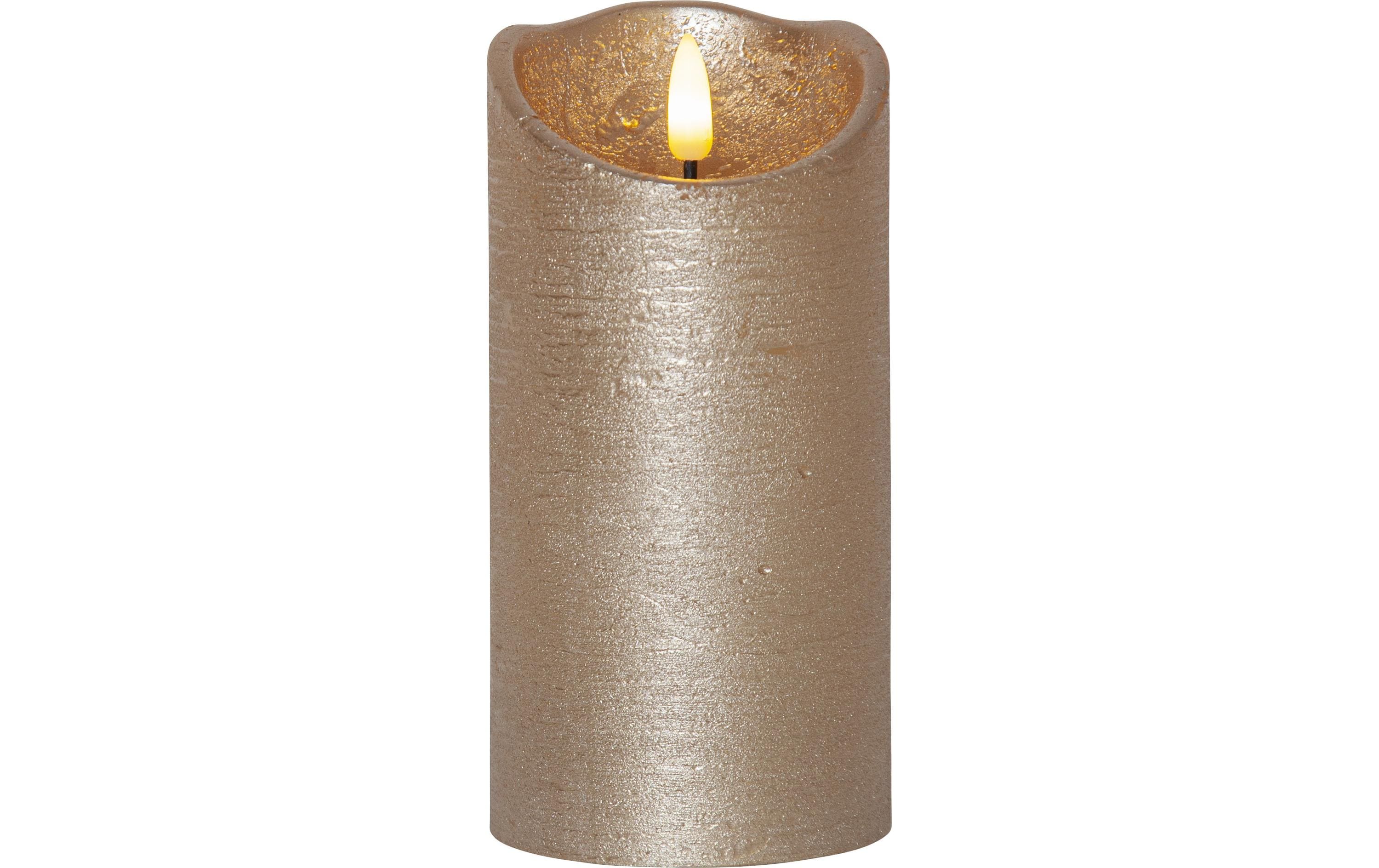 LED-Kerze Flamme Rustic, Ø 7.5 x 15 cm, GoldLED-Echtwachskerze für Innenbereich mit Timer-Funktion