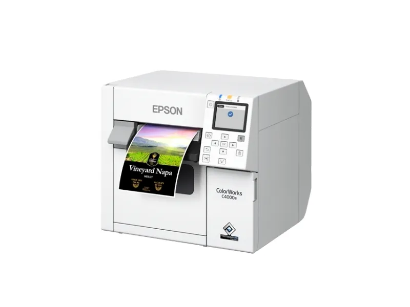 Epson ColorWorks CW-C4000E (BK) - Etiketprinter - farve - blækprinter - Rulle (10,2 cm) - 1200 x 1200 dpi - op til 100 mm/sek. (mono) / op til 100 mm/sek. (farve) - USB, USB vært - skærer