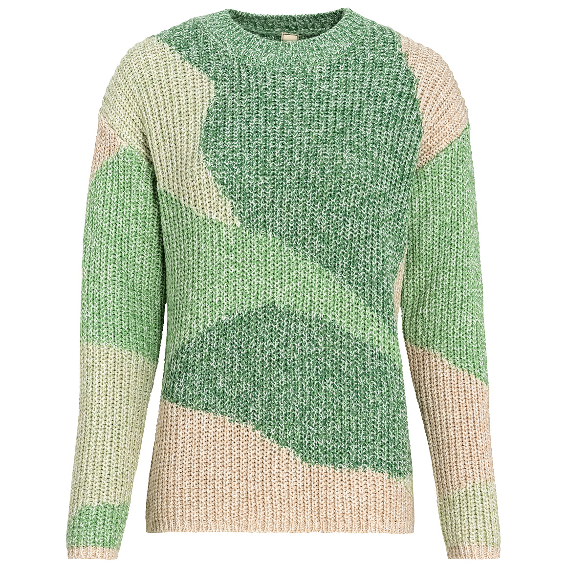 Gina Benotti Damen Strickpullover mit Farbteiler hellgrün / dunkelgrün