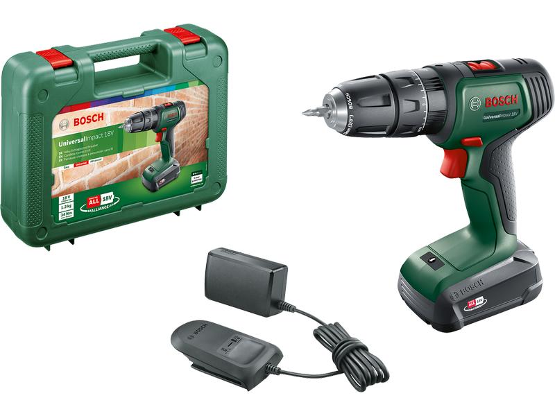 Bosch Akku-Schlagbohrschrauber UniversalImpact 18 V Kit 18 V Zweigang-Schlagbohrschrauber mit 1 x 1.5 Ah Akku