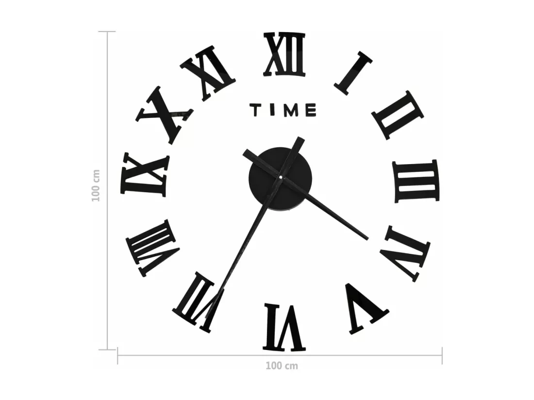 Horloge murale 3D Design moderne Noir 100 cm XXL
