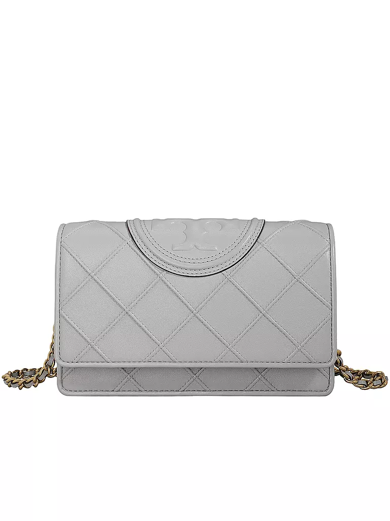 TORY BURCH Ledergeldbörse FLEMING SOFT hellgrau