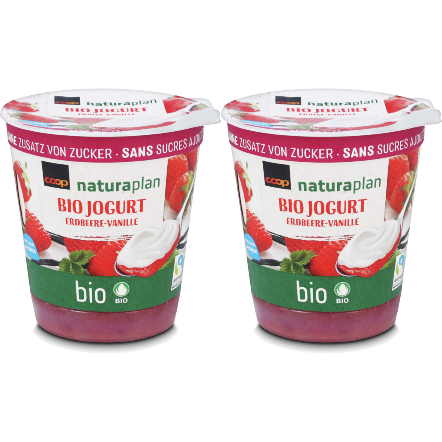 Naturaplan bio Fairtrade Joghurt Erdbeere & Vanille ohne Zucker 2x150g -