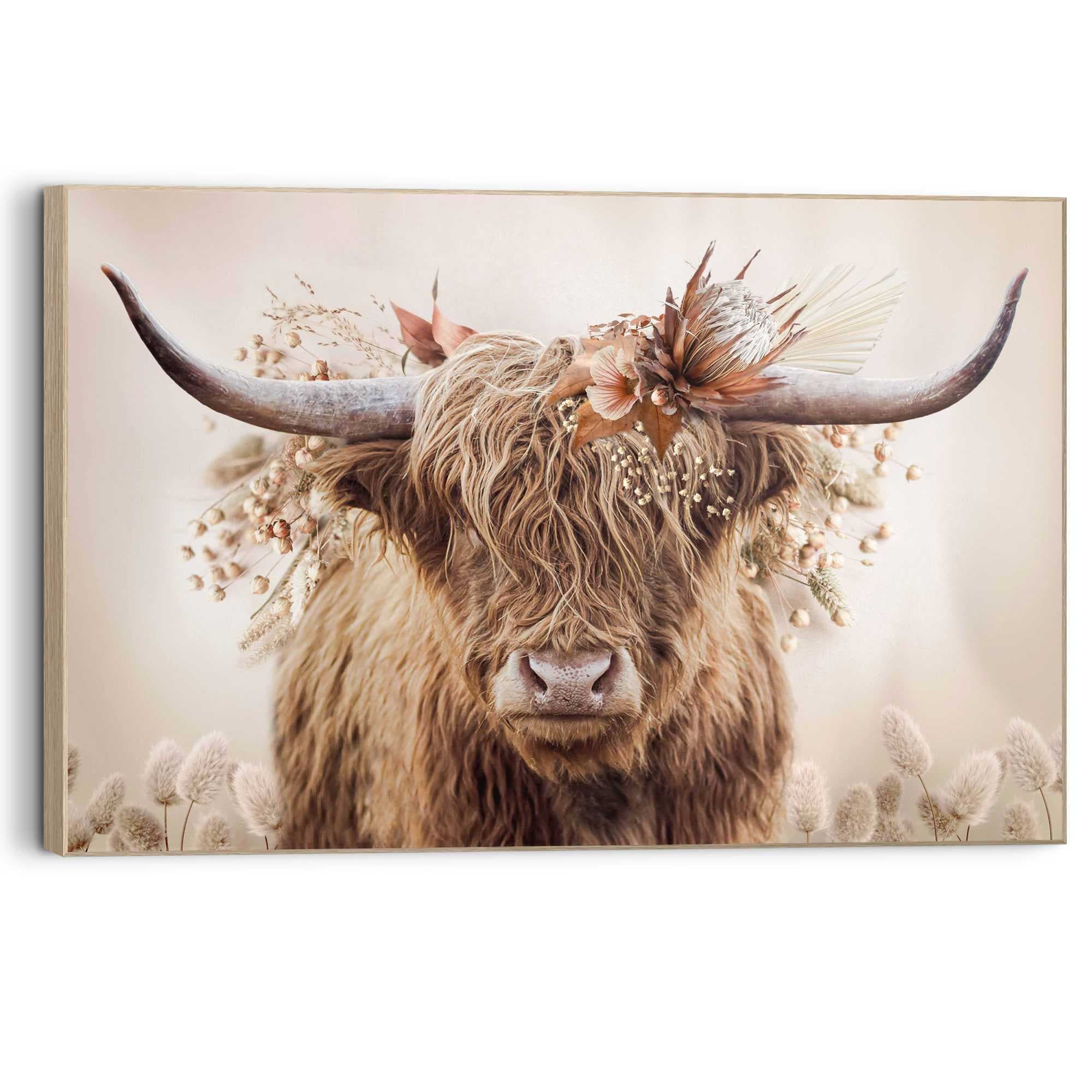 Reinders! Wandbild »Highlander in Blumen«