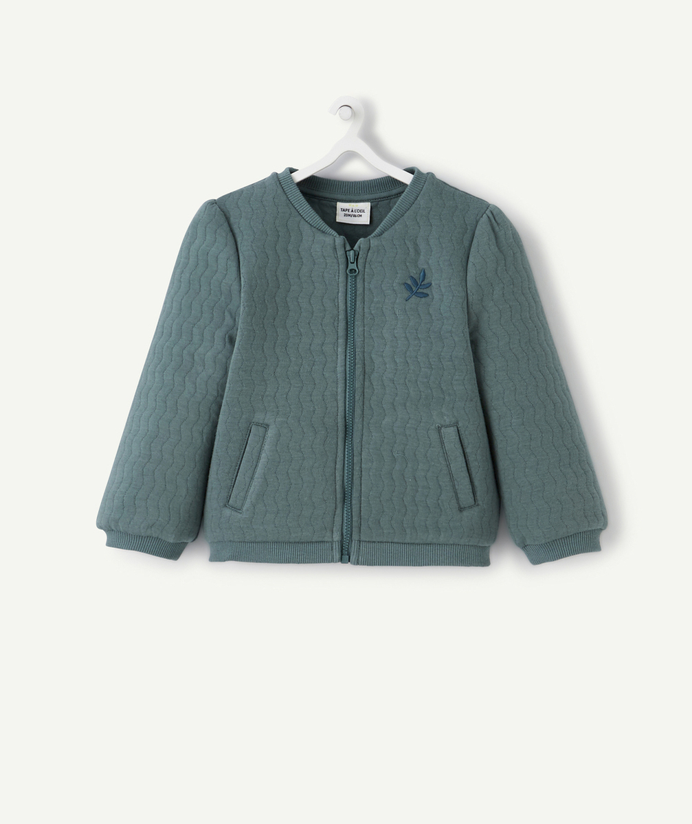 GILET BÉBÉ FILLE VERT CYAN REMBOURRÉ AVEC DÉTAILS