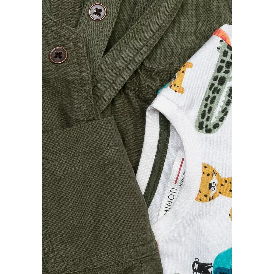 MINOTI T-Shirt und Shorts im Set KhakigrünWeiß