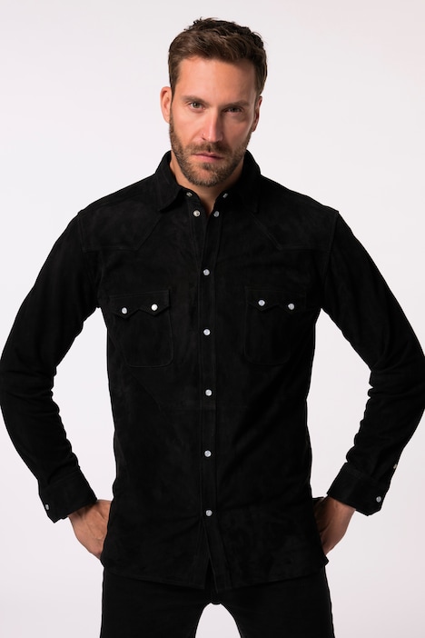 JP 1880 Lederhemd, Langarm, Cowboy-Style, Kentkragen, Modern Fit, bis 7 XL