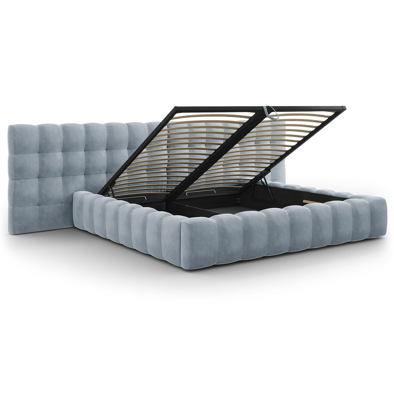 Cosmopolitan Design Lit avec coffre de rangement Bali Velours bleu clair - 200x200 cm