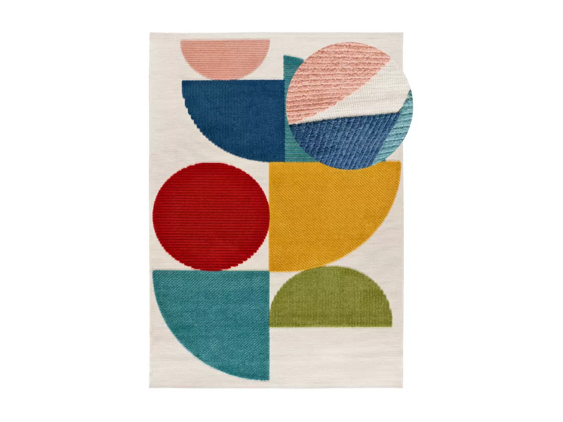 Tapis extérieur - géométrique avec relief - multicolore - 160 x 230 cm - MILA