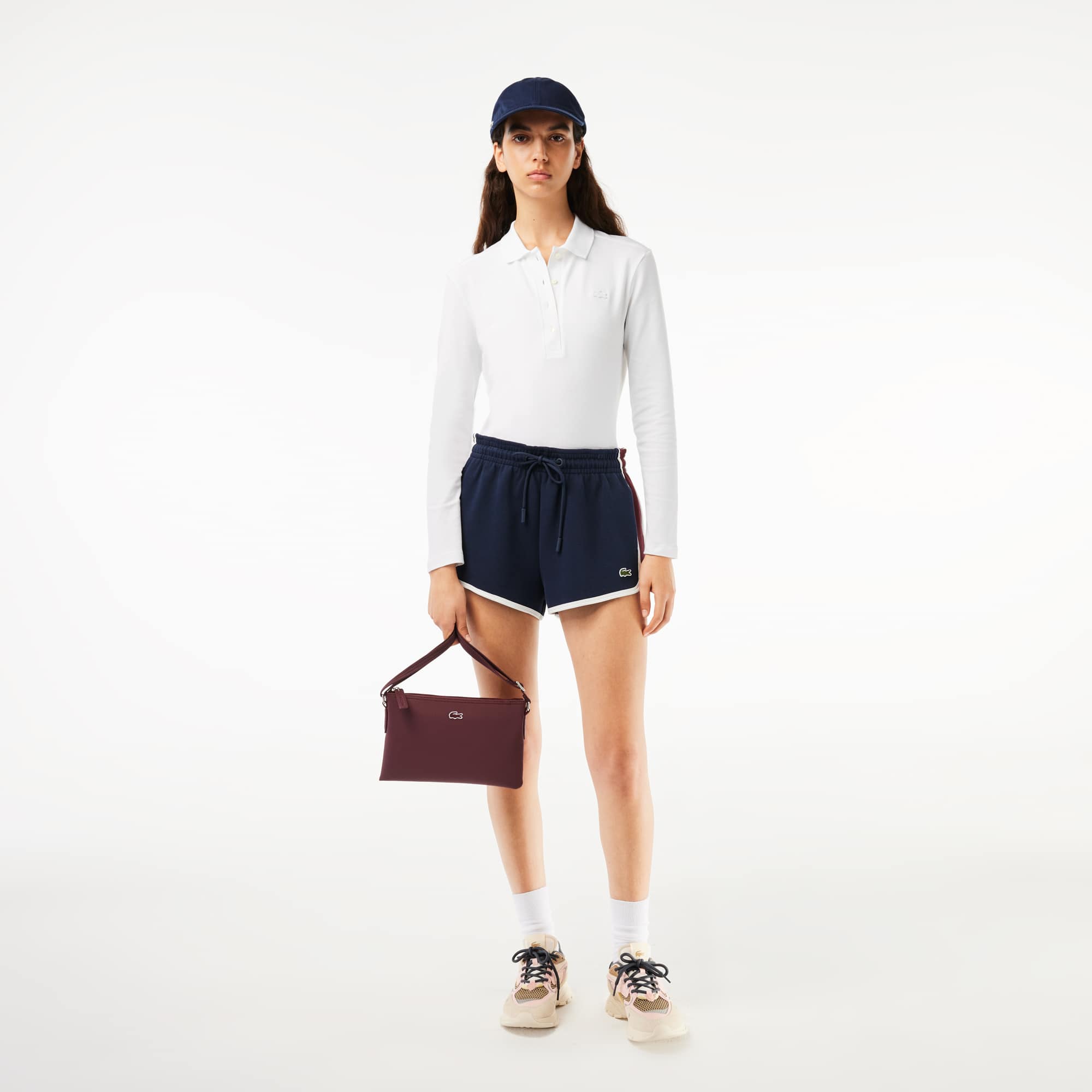 Polo Lacoste slim fit à manches longues en piqué stretch Manches Longues - Blanc - Lacoste - Femme