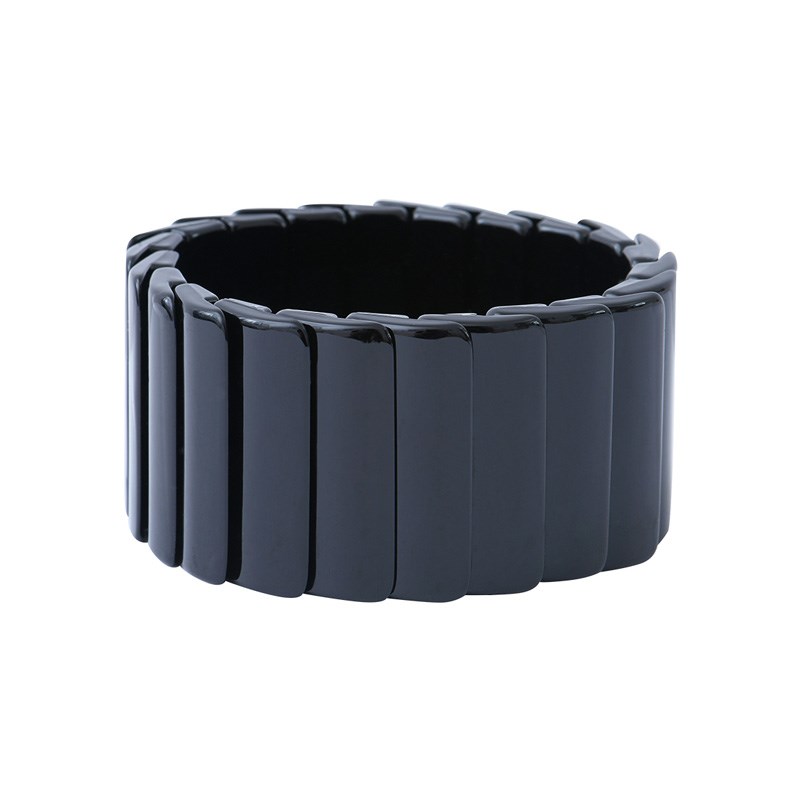 Bracelet extensible noir formes rectangles