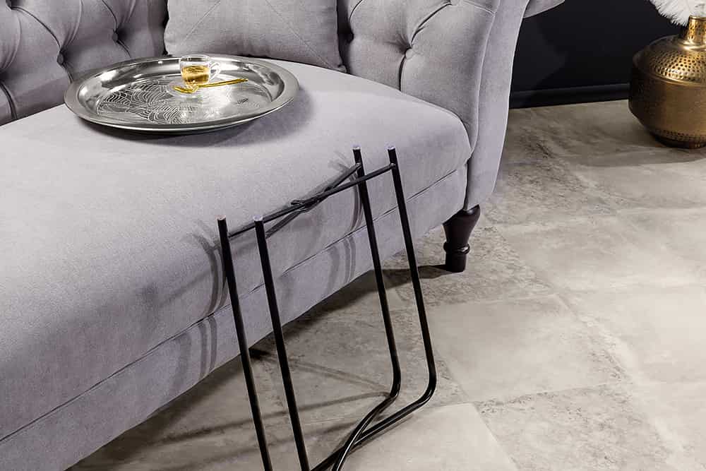 Orientalischer Beistelltisch CASABLANCA 50cm silber schwarz Tablett abnehmbar klappbar