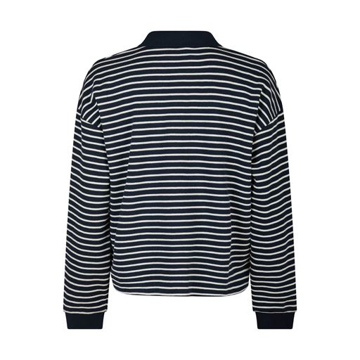 Neo Noir Sara Stripe Polo Bluse, Navy, 36