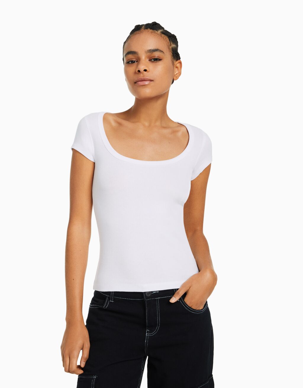 Camiseta de manga curta com gola redonda