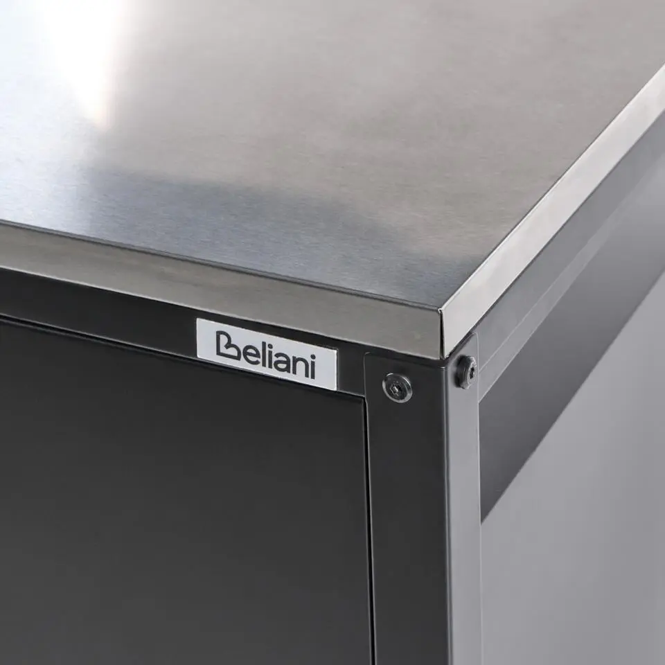 MAENZA - Buitenkeukenkast 3-deurs - Zwart - Staal