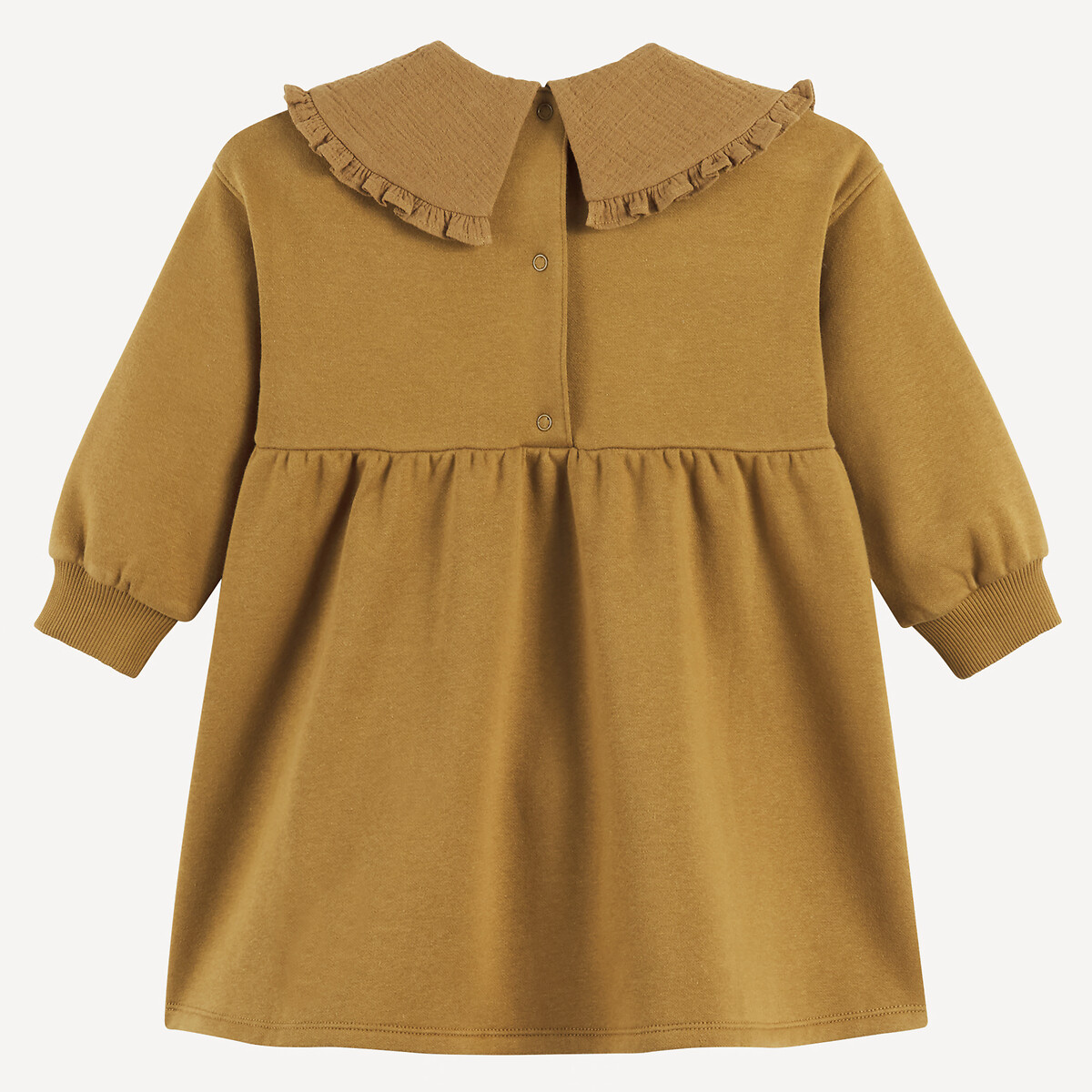 COLEÇÕES LA REDOUTE<br>Vestido de lã com gola Claudine em gaze de algodão