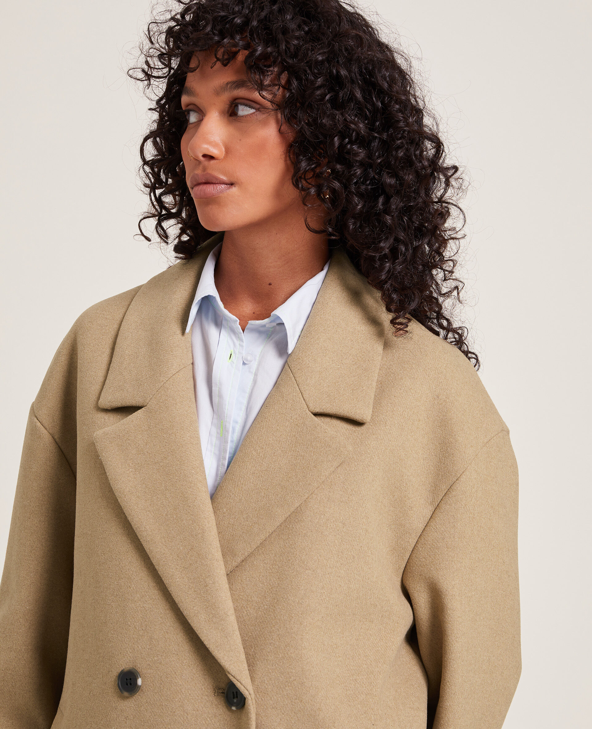 Caban oversize en drap de laine - Camel