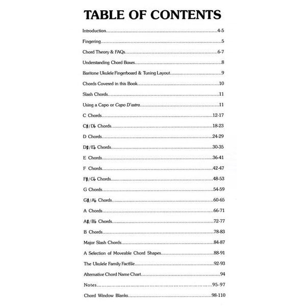 Cabot Books Publishing Baritone Ukulele Chord Bible