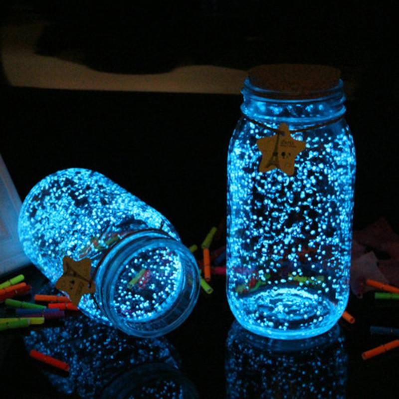 (4er Set) Glow in the Dark Leuchtpulver Party Deko Flaschenlicht - Blau / Pink / Gelb / Weiss