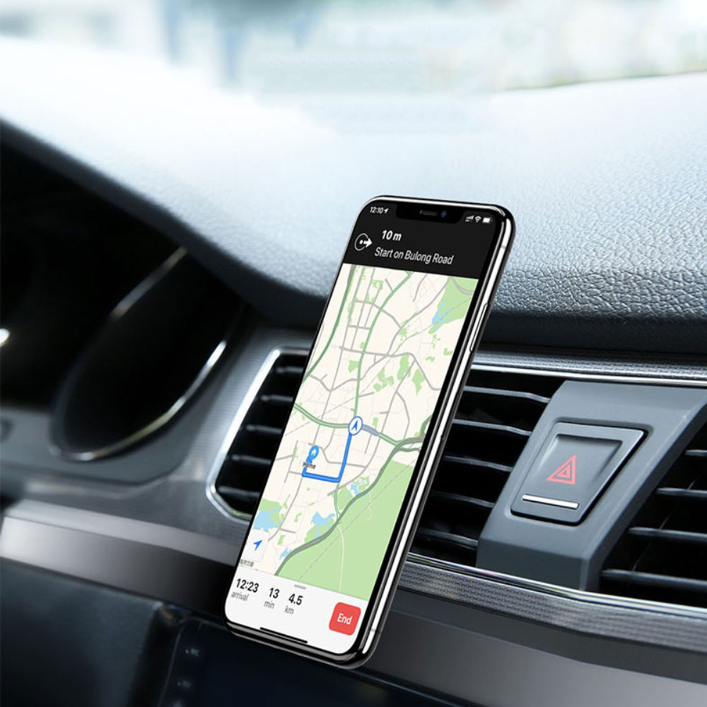 Magnetische Alu Smartphone Halterung Auto KFZ für Air Frame Lüftungsgitter - Silber