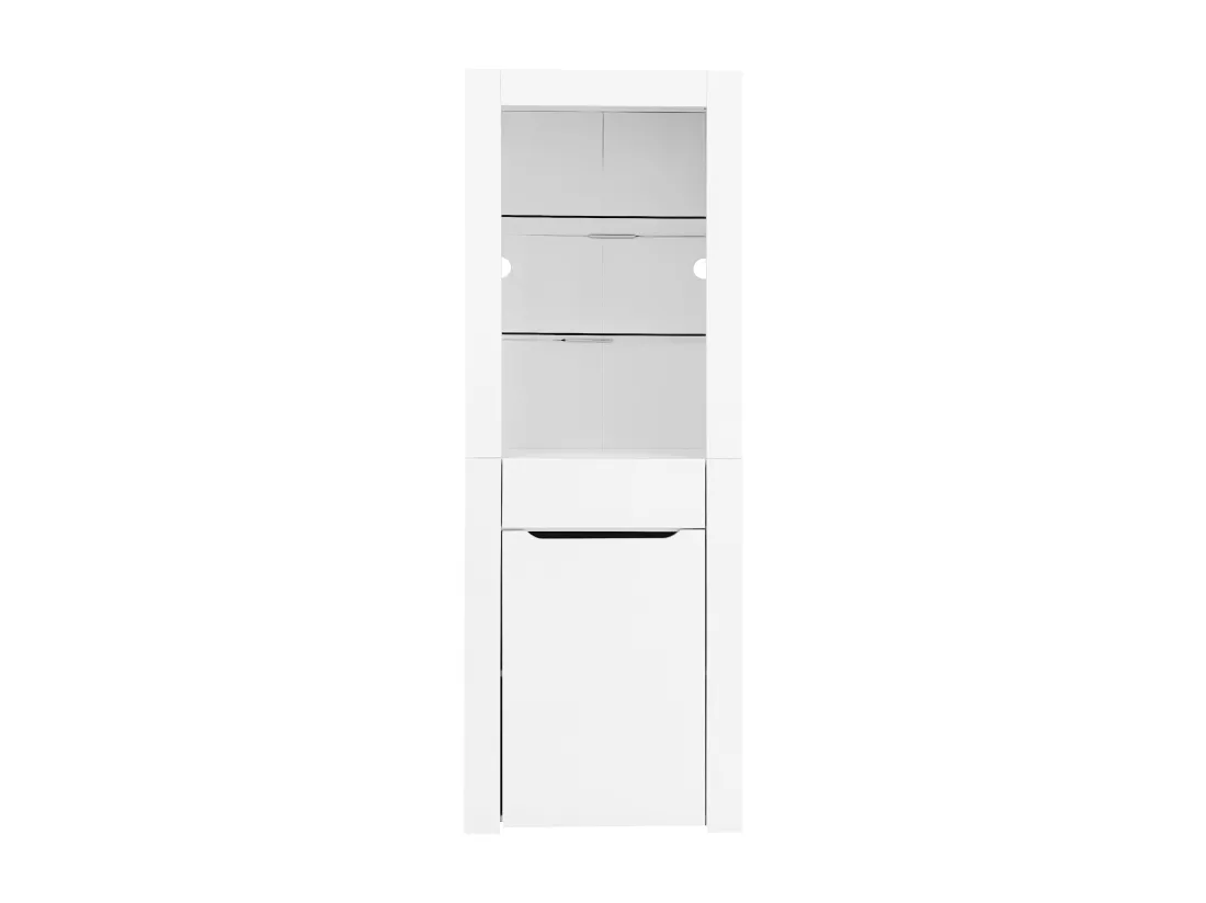 Vitrine avec LED - H 165cm - grand espace de rangement - Blanc