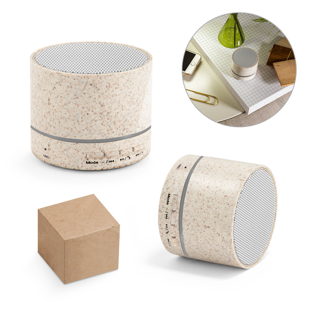 hi!dea 97930 - Haut-parleur portable 3W avec 4h30m d'autonomie en fibre de paille et ABS recyclé (100 % rABS)