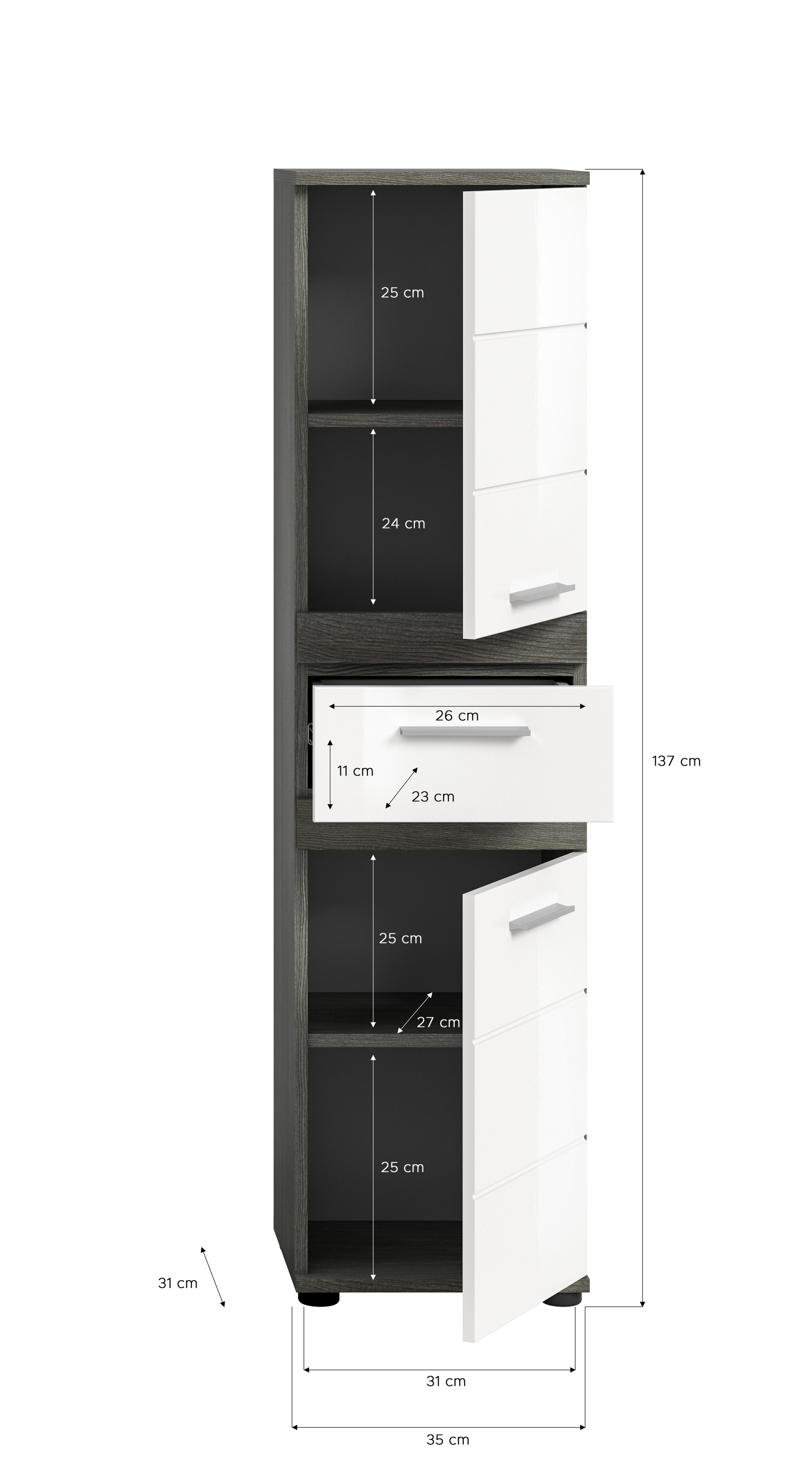 Bad-Unterschrank BLAKE weiß/grau 137cm