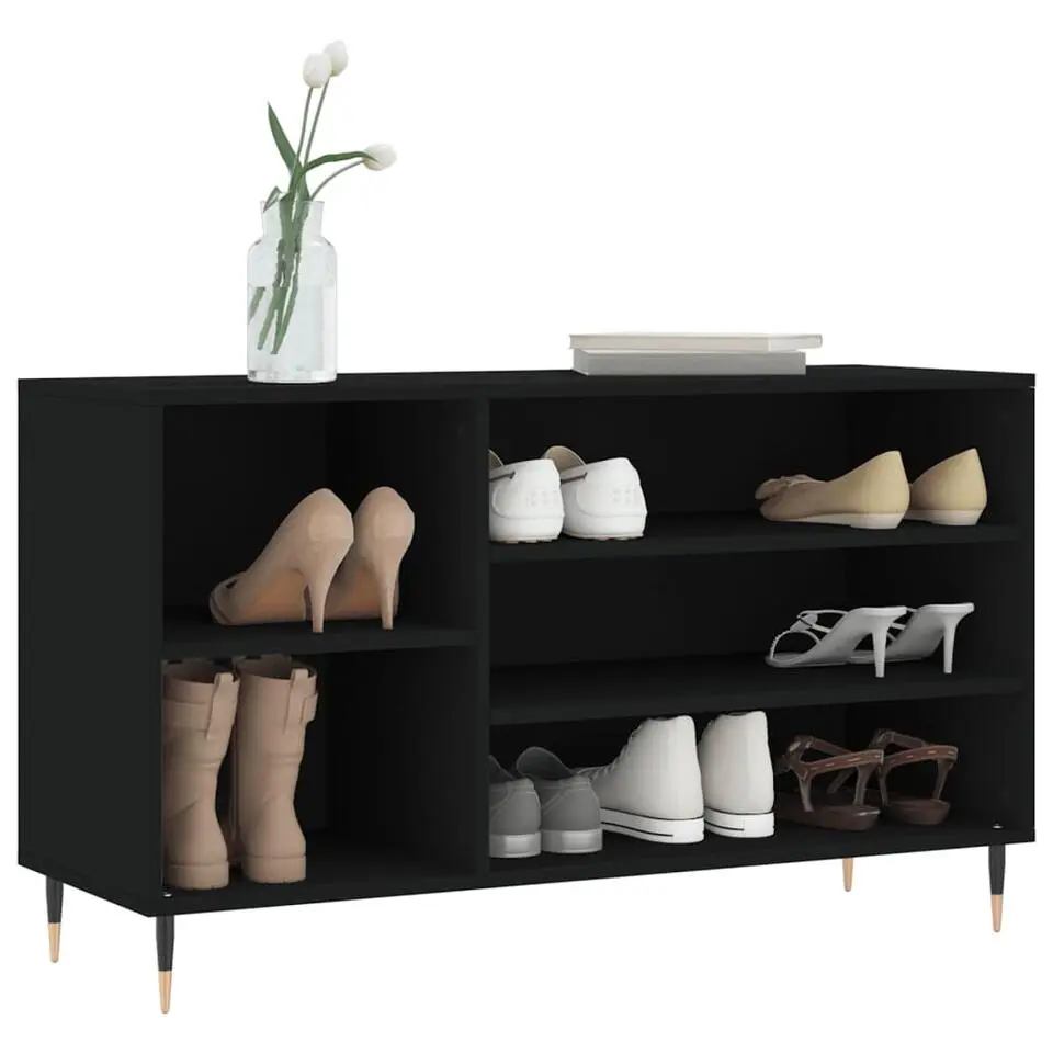 vidaXL - Schoenenkast 8 paar met metalen poten - Zwart - Hout - 102x36x60 cm