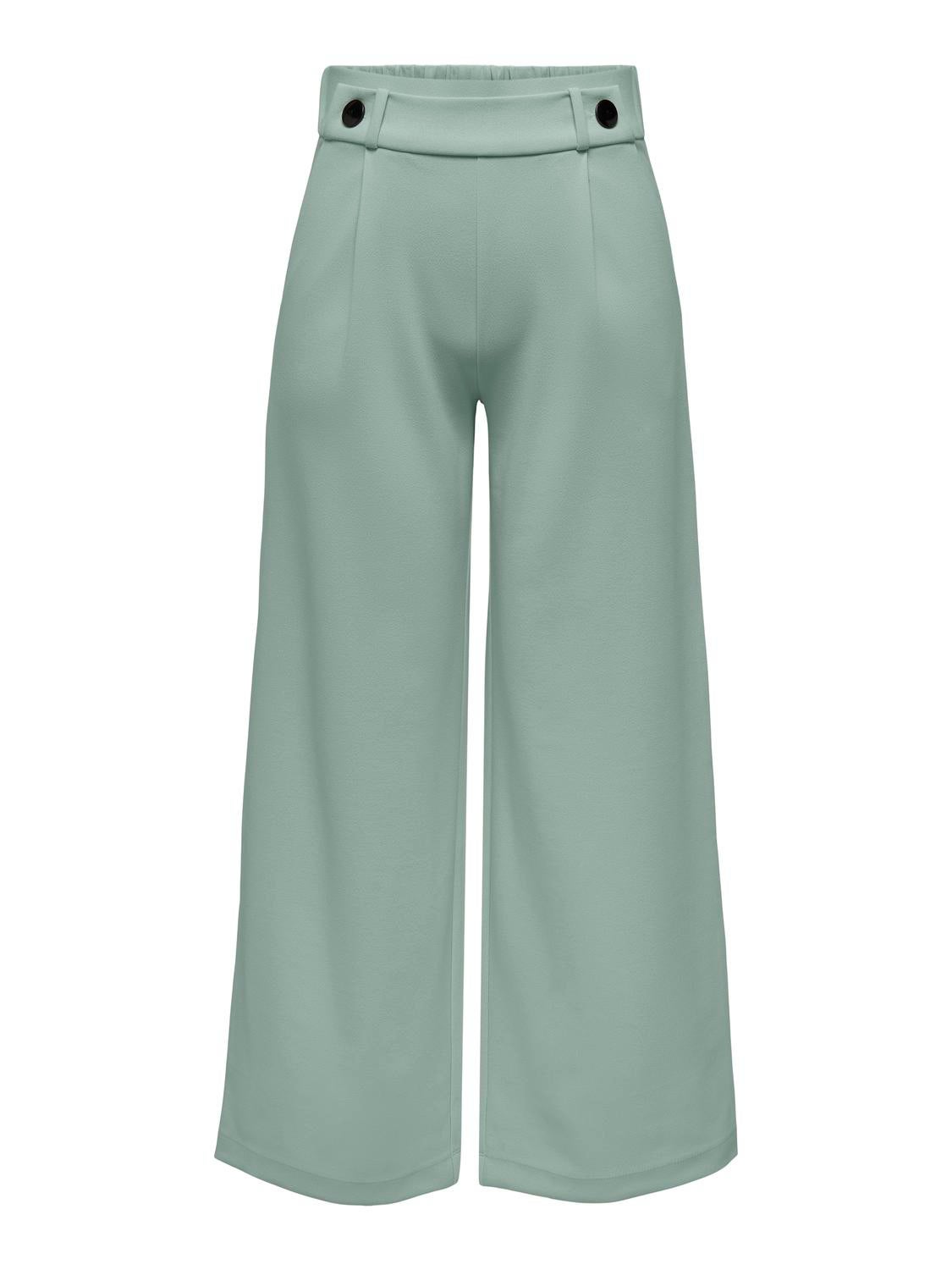 JDYGEGGO Mittlere Taille Weiter Beinschnitt Hose mit weitem Beinschnitt Chinois Green