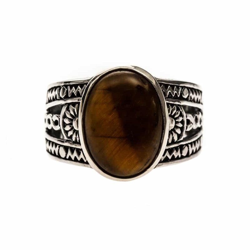 Bague homme argent ethnique oeil de tigre