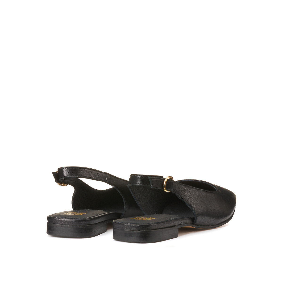 COLEÇÃO LA REDOUTE<br>Sapatilhas de couro com tira no calcanhar e salto baixo