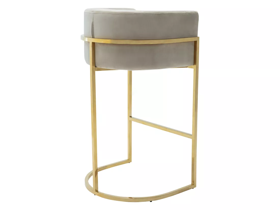 Lot de 2 tabourets de bar en velours et acier inoxydable - Beige et doré - PERIA de Pascal MORABITO