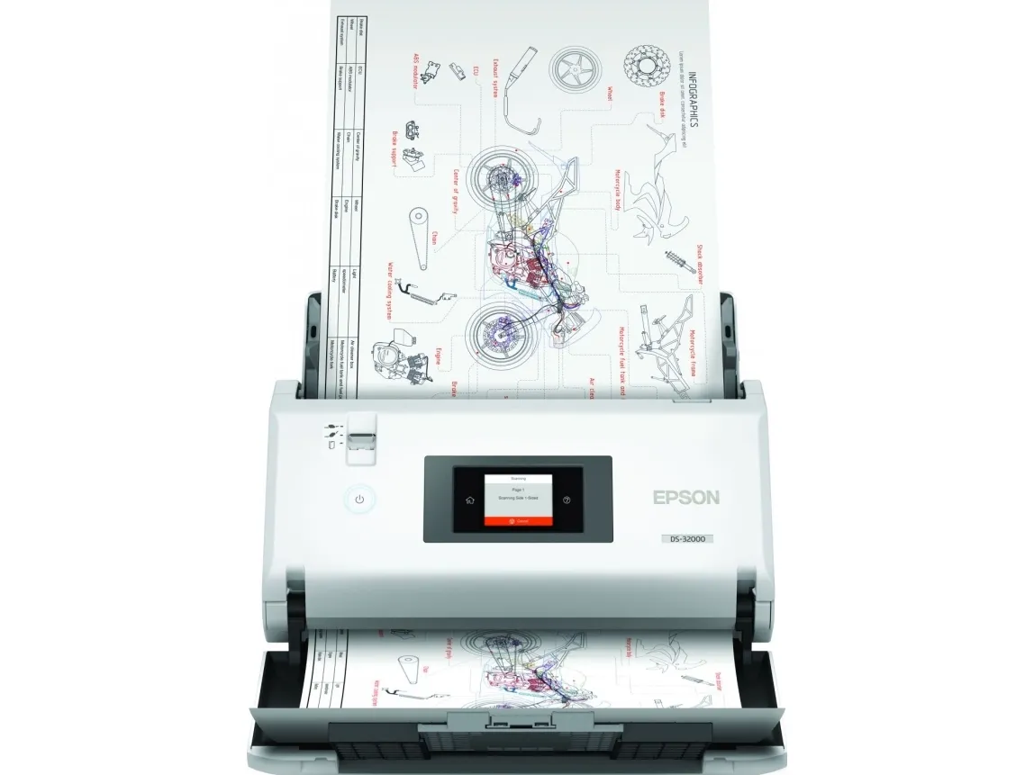Epson WorkForce DS-32000 - Dokumentscanner - Contact Image Sensor (CIS) - Duplex - A3 - 600 dpi x 600 dpi - op til 90 ppm (mono) / op til 90 ppm (farve) - ADF (120 ark) - op til 40000 scanninger pr. dag - USB 3.0