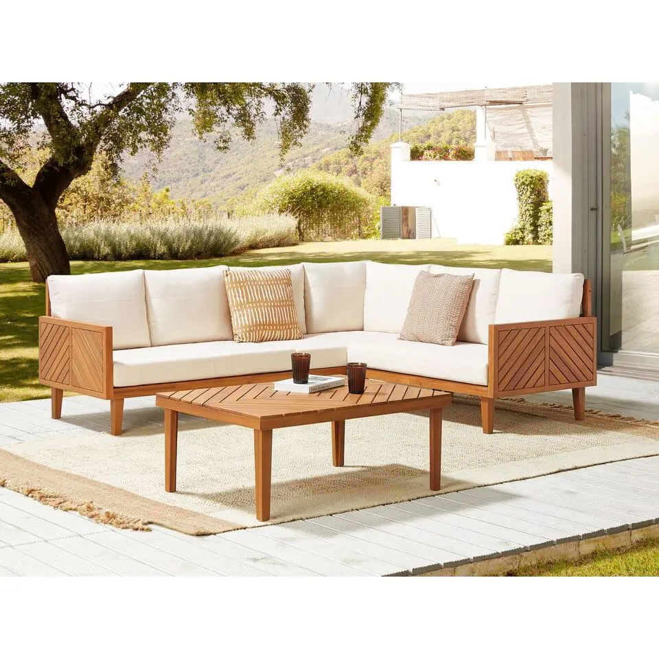 BARATTI - Loungeset voor 4 - Lichte houtkleur/Beige - Acaciahout