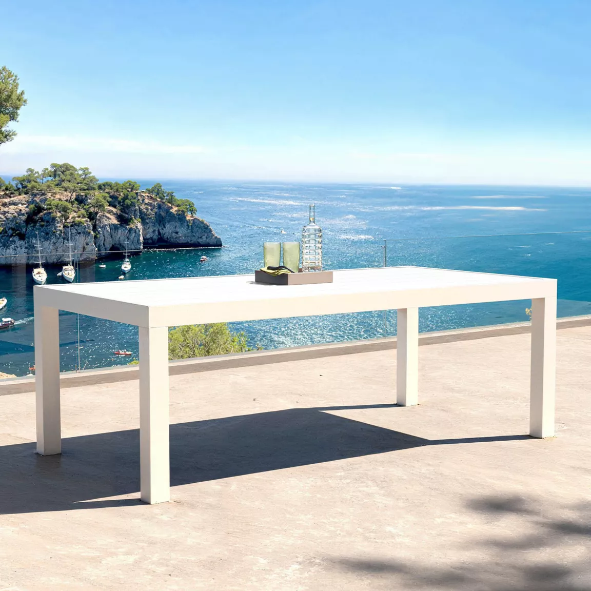 Table de jardin rectangulaire aluminium 8 places (210 x 100 cm) Murano Blanc