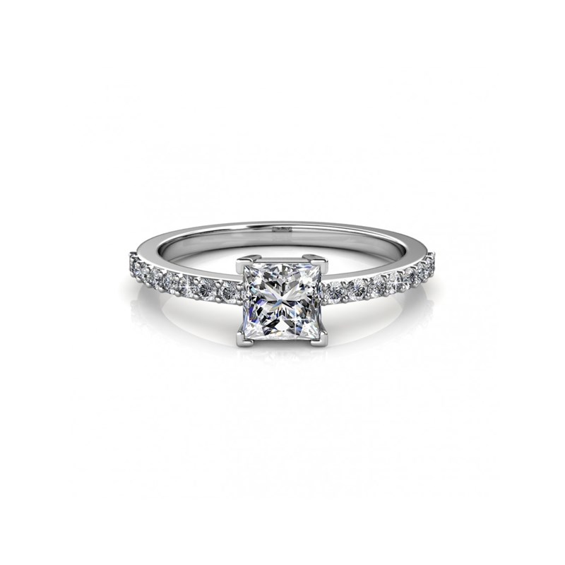 Bague Simple Square - Argenté et Cristal