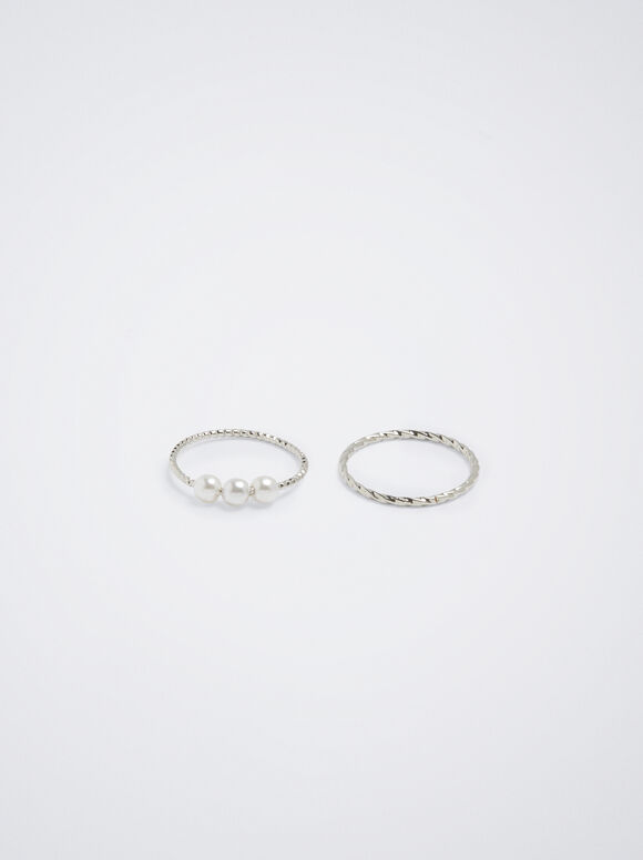 Conjunto De Anillos Dorados - Plateado