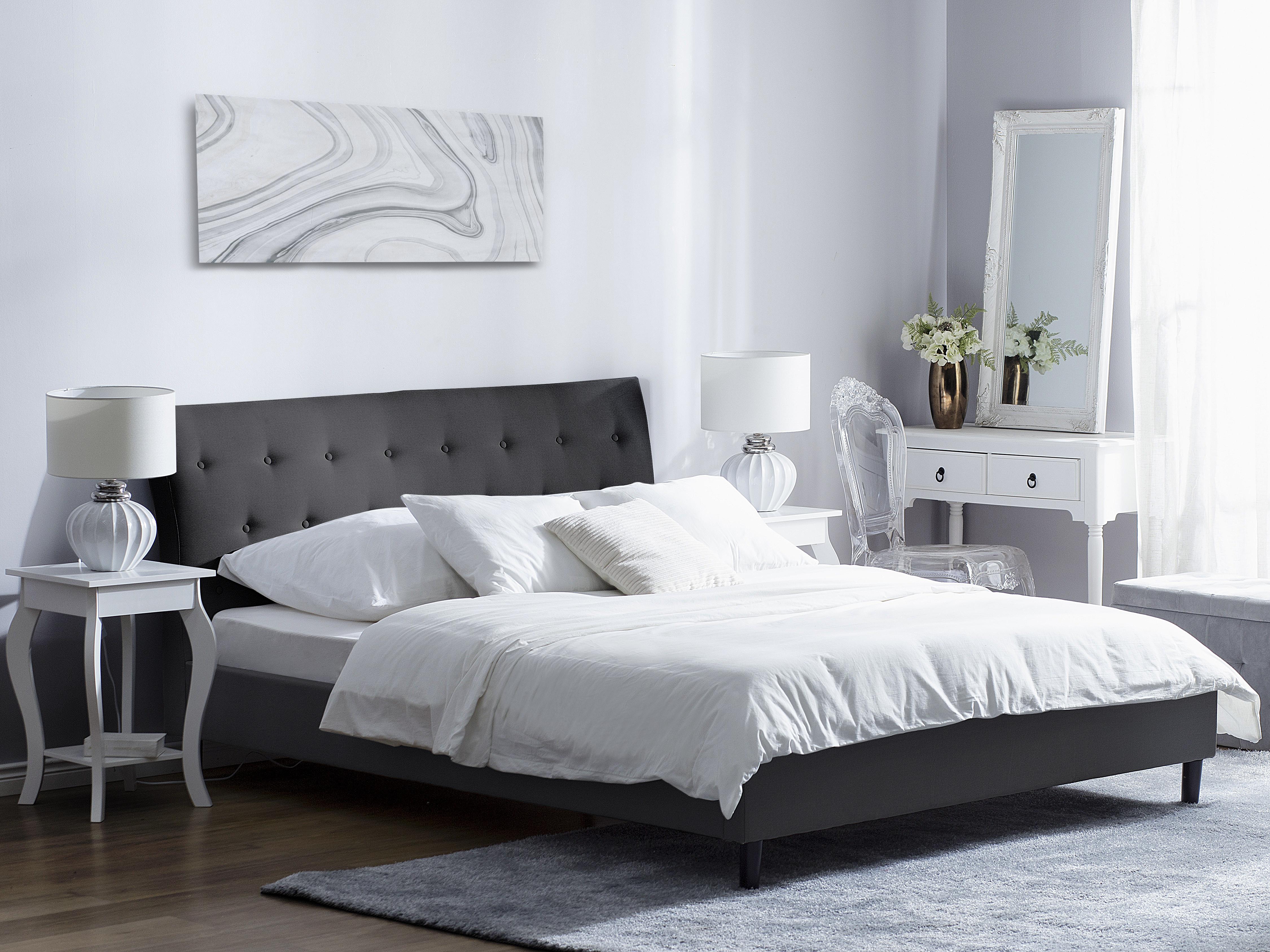 Bed Stof SAVERNE 180 x 200 cm Donkergrijs