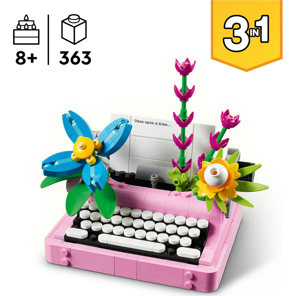 Máquina De Escrever Com Flores Lego