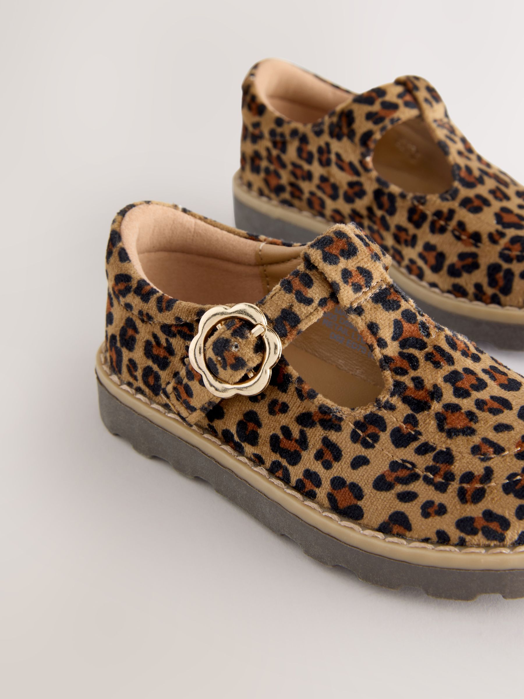 Bruin/dierenprint - Schoenen met T-bandje