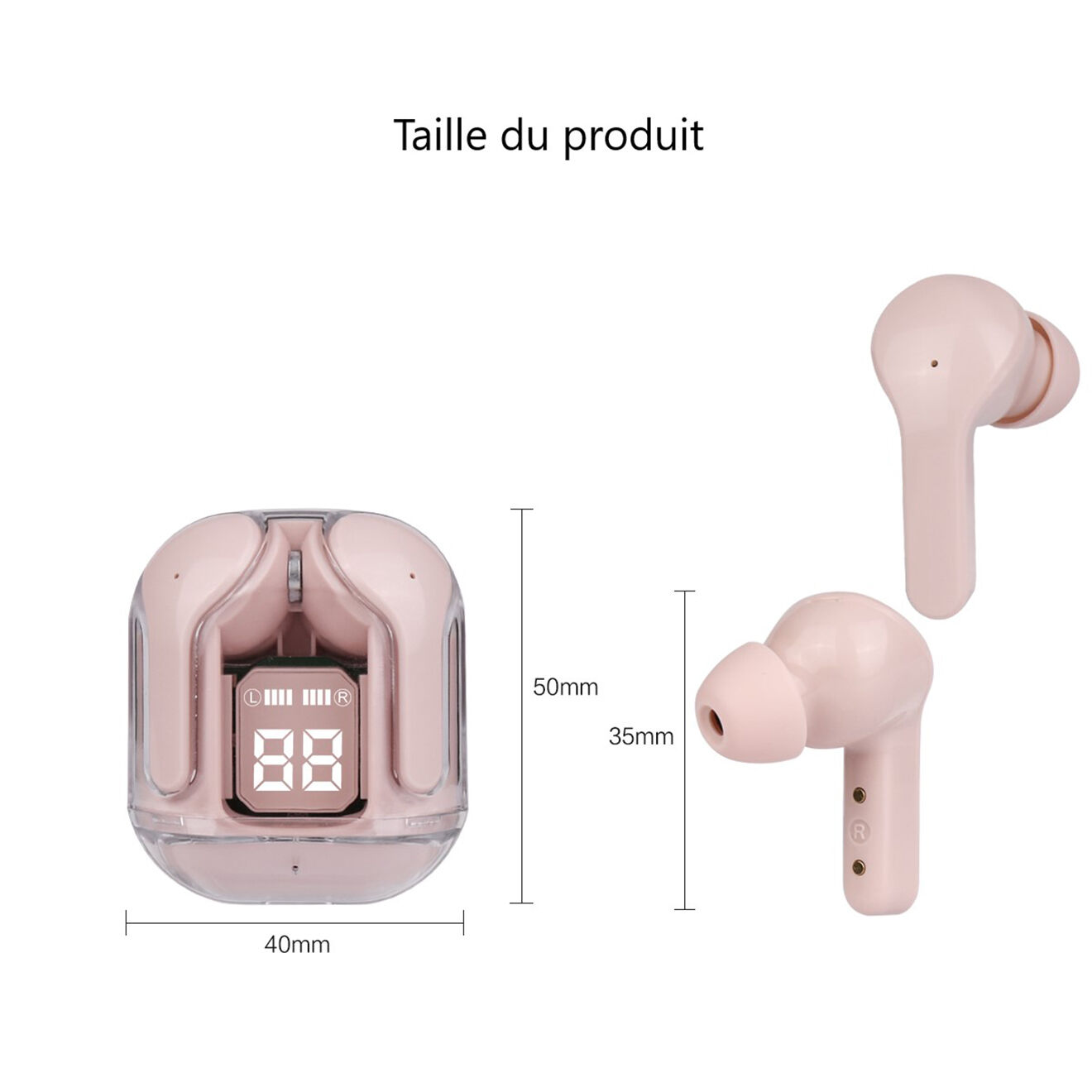 Onamaste Écouteurs Bluetooth sans fil roses