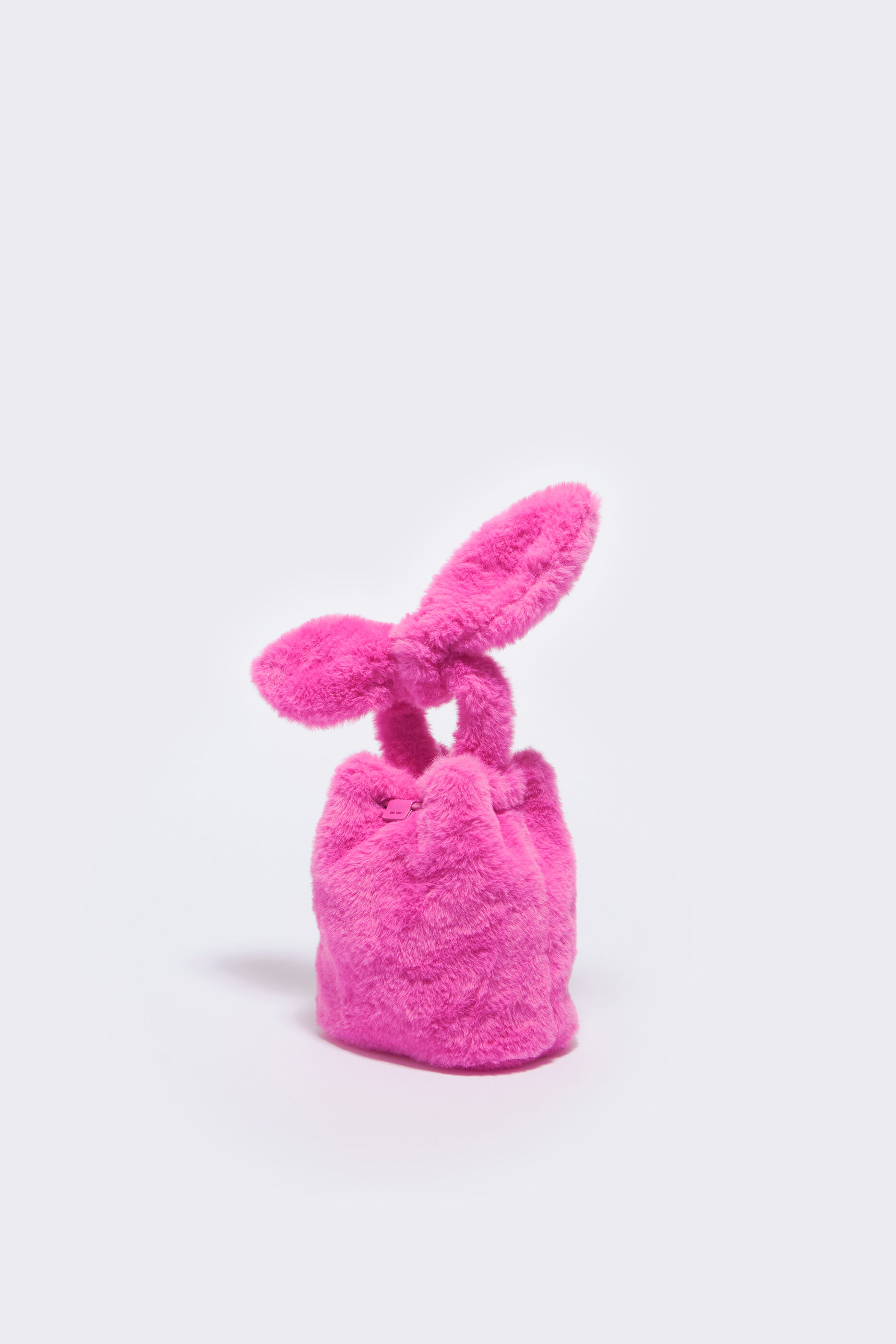 pequena bolsa de cabelo rosa neon com cordão